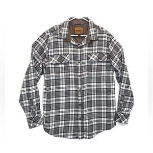 Venado Flannel Shirt Mens L Gray Plaid Long‎ Sleeve Button Up Casual Outdoor.